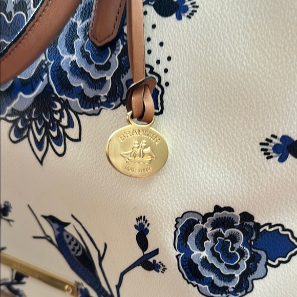 Brahmin Blue Delft Duxbury Tote Floral Blue and White Bag - Picture 3 of 10